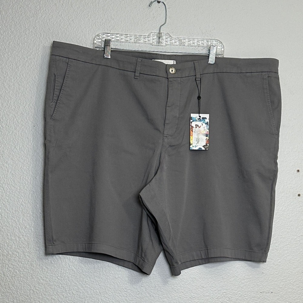 Robert Graham NEW Men's 46 Gray Belgrade‎ Classic Fit Chino Shorts Flat Front